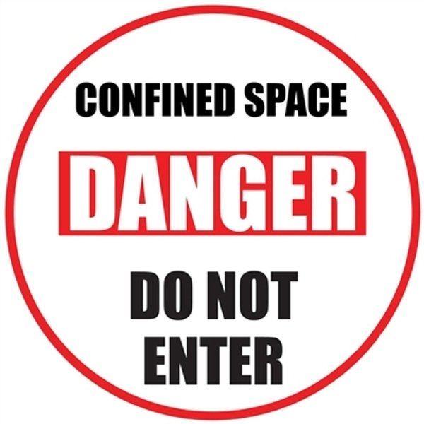 5S Supplies Danger Confined Space Floor Sign 36in Diameter Non Slip Floor Sign FS-DACONSP-36